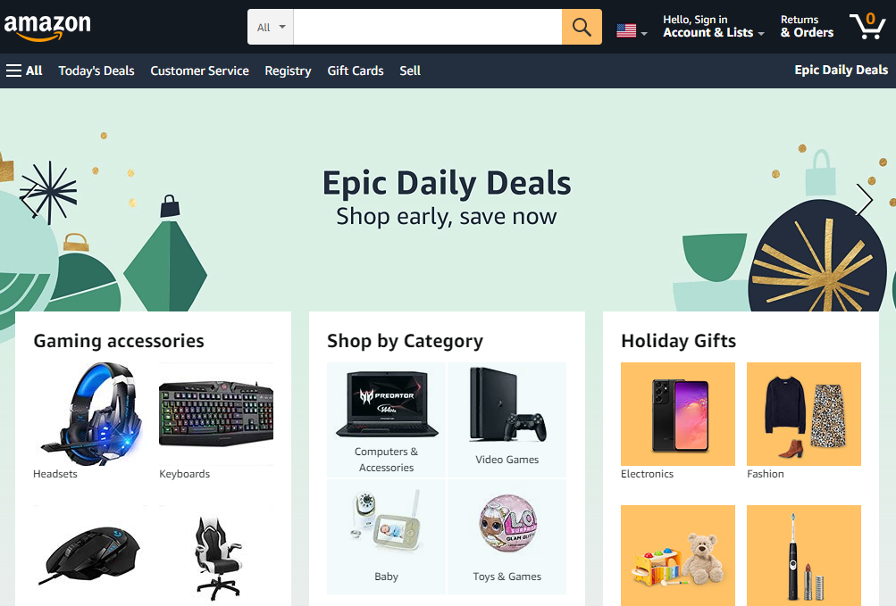 Screenshot showing Amazon online store using CDN servers for static content delivery