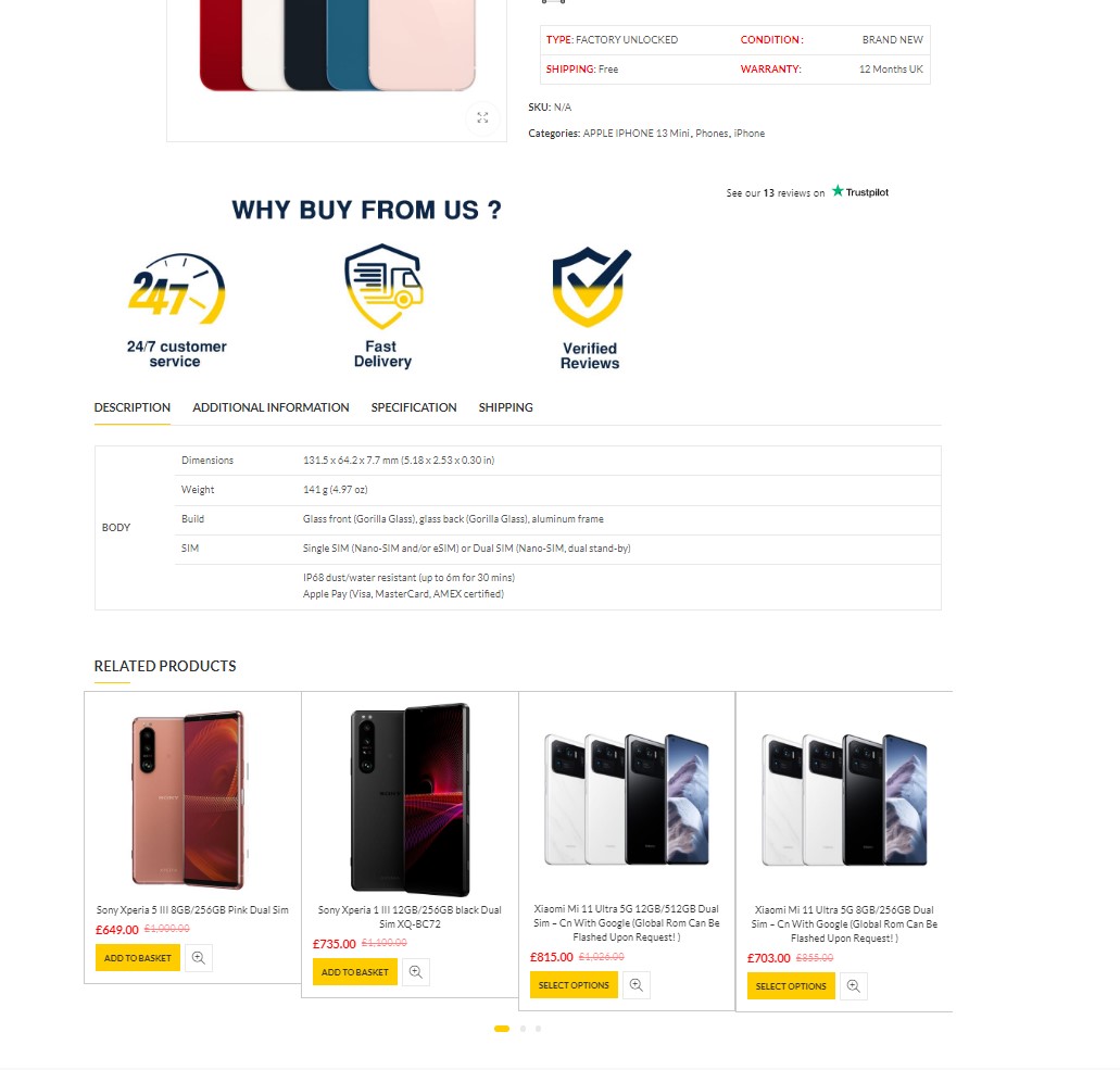 Internal linking section showing 'Related products' on an e-commerce page
