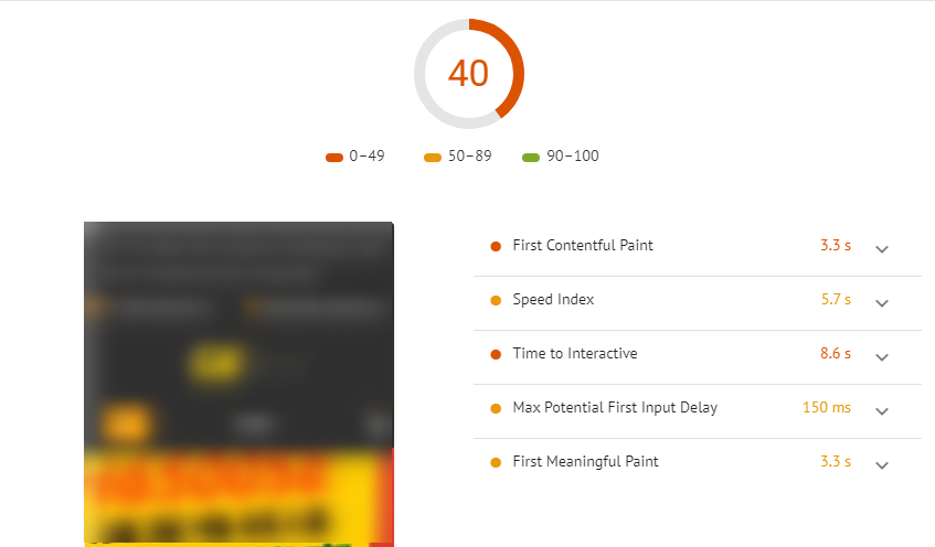 Screenshot showing Labrika Speed and Usability report with loading speed assessment and optimization recommendations