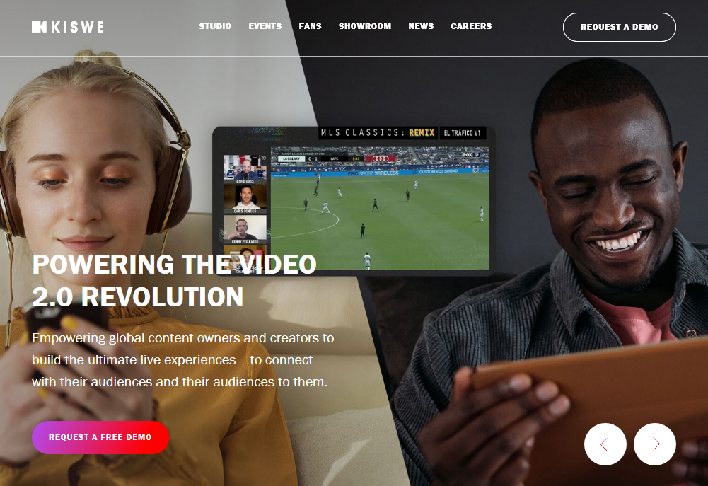Screenshot showing Kiswe live streaming service using CDN for global content distribution