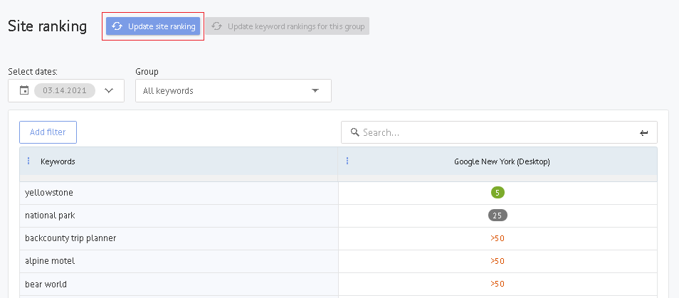 Update Rankings Button